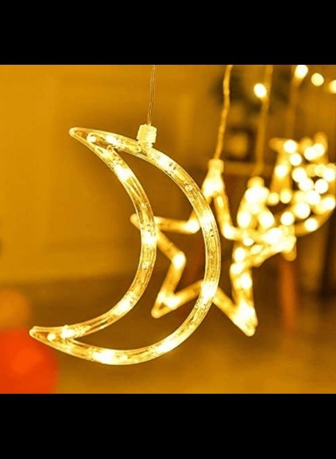H.F.J Star & Moon String Lights 4 Meter | Warm White LED Fairy Lights with Crescent Moon & Star Design | Decorative Curtain Lights for Bedroom, Ramadan, Eid, Wedding & Home Décor - Image 2